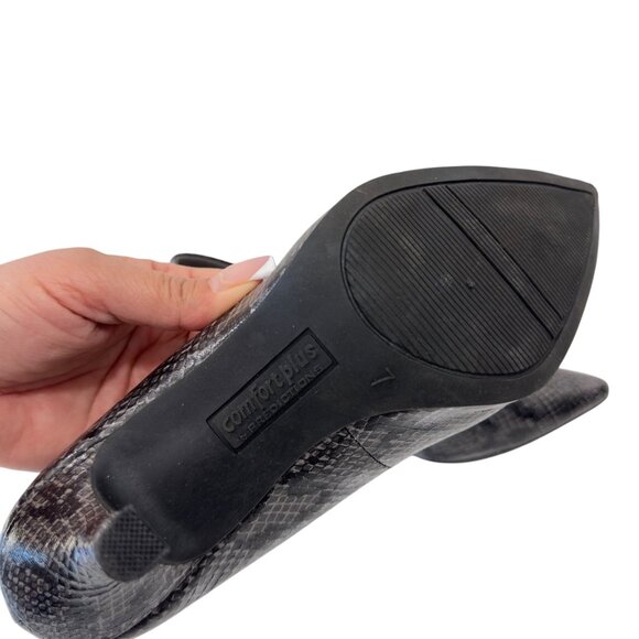 Comfort Plus By Predictions Womens Snake Print Black Pointed-Toe Pumps Size 7M - Picture 7 of 13